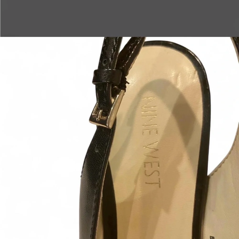 Nine West Black Peep-Toe Slingback Heels - Picture 3 of 7